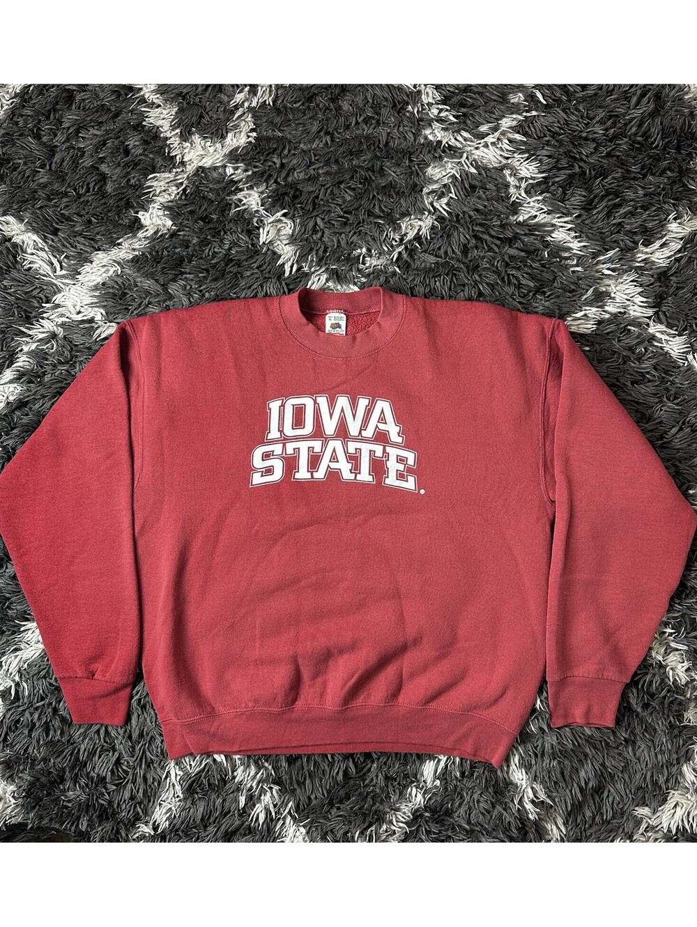 Vintage 90s Iowa State Sweatshirt Fruit of the Loom USA Crewneck Red Mens XL